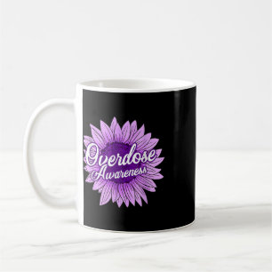 Cute Sunflower Purple Ribbon Opioid Overdose Aware Coffee Mug