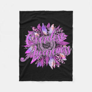 Cute Sunflower Purple Ribbon Opioid Overdose Aware Fleece Blanket