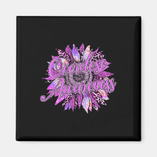 Cute Sunflower Purple Ribbon Opioid Overdose Aware Magnet