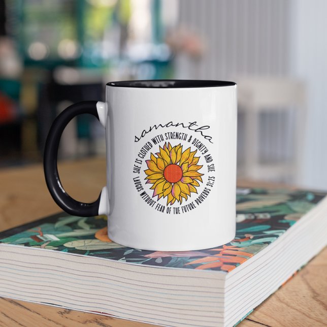 Cute sunflower scripture bible verse Proverbs 31 Mug (Creator Uploaded)