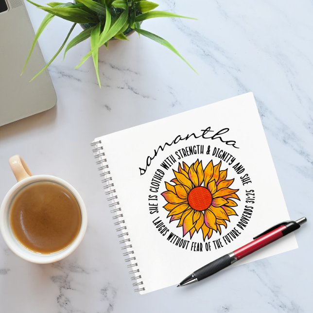Cute sunflower scripture bible verse Proverbs 31 Notebook (Creator Uploaded)