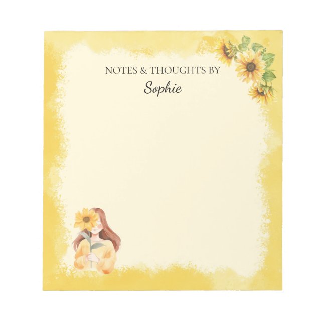 Cute Sunflower Themed Notepad (Front)