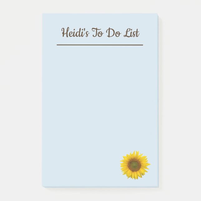 Cute Sunflower To Do List Monogram Post-it Notes (Front)