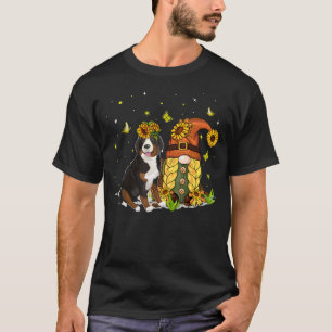 Cute Sunflowers Gnome With Greater Swiss Mountain  T-Shirt