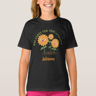 Cute sunflowers God cares bible scripture verse T-Shirt