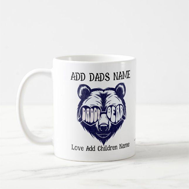 Cute Sunglasses Daddy Bear Personalize  Coffee Mug (Left)