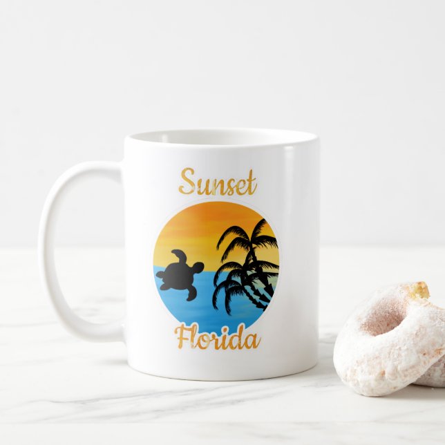 Cute Sunset in Florida Coffee Mug (With Donut)