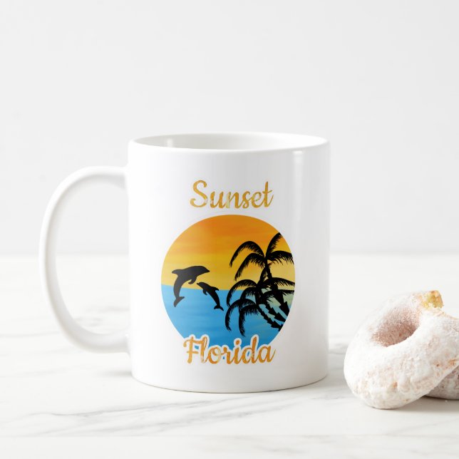 Cute Sunset in Florida Coffee Mug (With Donut)