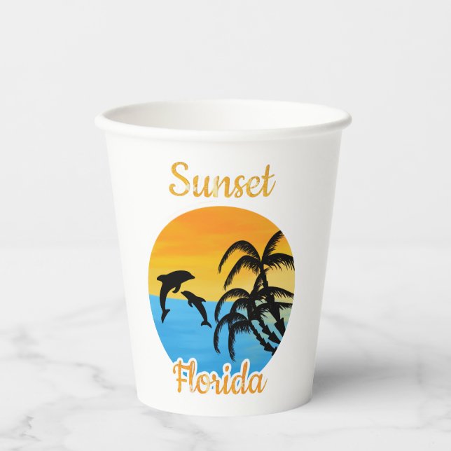 Cute Sunset in Florida  Paper Cups (Front)