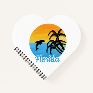 Cute Sunset in Florida with a dolphin Notebook