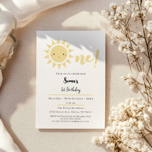 Cute Sunshine 1st Birthday Invitation
