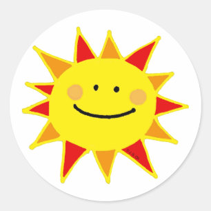 Cute Sunshine Face – Happy Sun Design Classic Round Sticker