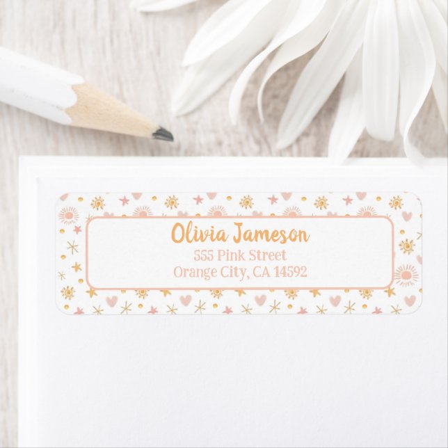 Cute Sunshine & Heart Girls Return Address  Return Address Label (Insitu)