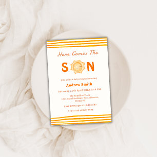 Cute Sunshine Here Comes The Son Baby Shower Invitation