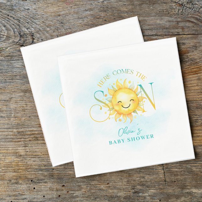 Cute Sunshine Here Comes the Son Baby Shower Napkin (Cute Sunshine Here Comes the Son Baby Shower Napkins)
