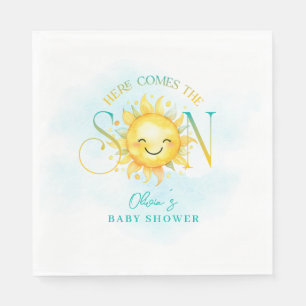 Cute Sunshine Here Comes the Son Baby Shower Napkin