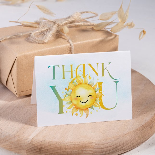 Cute Sunshine Here Comes the Son Baby Shower  Thank You Card (Creator Uploaded)