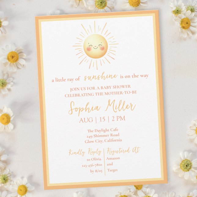 Cute Sunshine Orange and Yellow Boho Baby Shower  Invitation (Creator Uploaded)