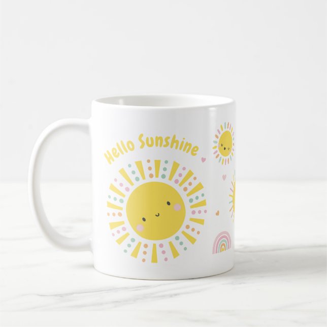 Cute Sunshine, rainbows and hearts Coffee Mug (Left)