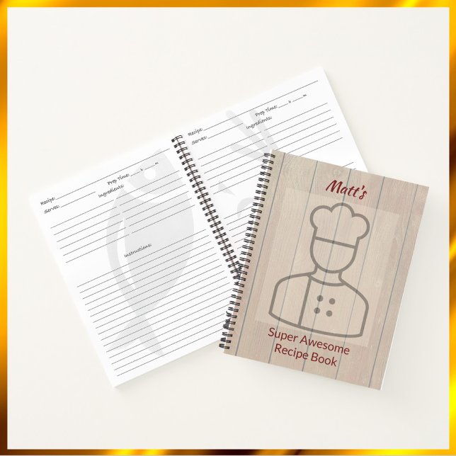 Cute Super Awesome Chef Recipe Notebook (Bookmark my store! https://www.zazzle.com/store/capricepetit)