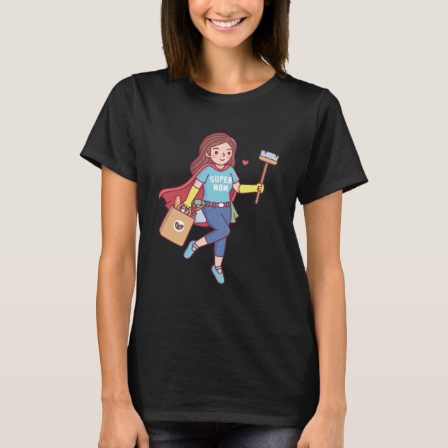 Cute Super Mum, Funny Mothers Day T-Shirt (Front)
