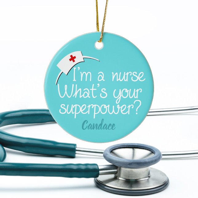 Cute Super Nurse Ceramic Ornament (Creator Uploaded)