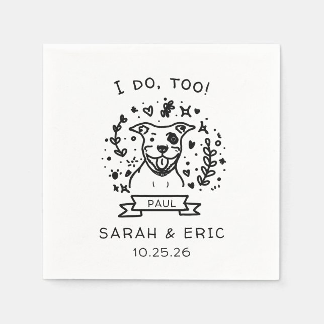 Cute Super Simple Dog French Bulldog Wedding Napkin (Front)