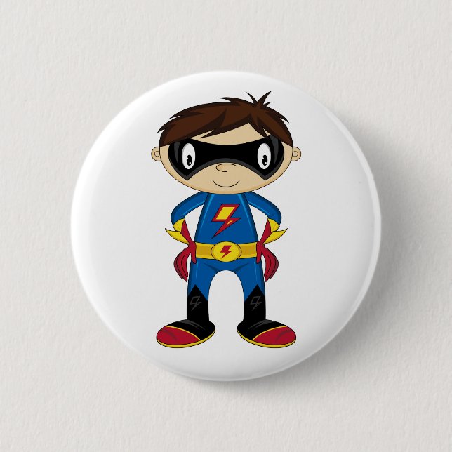 Cute Superhero Boy 6 Cm Round Badge (Front)