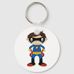 Cute Superhero Boy Key Ring