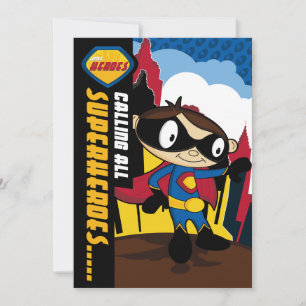 Cute Superhero Boy Party Invite