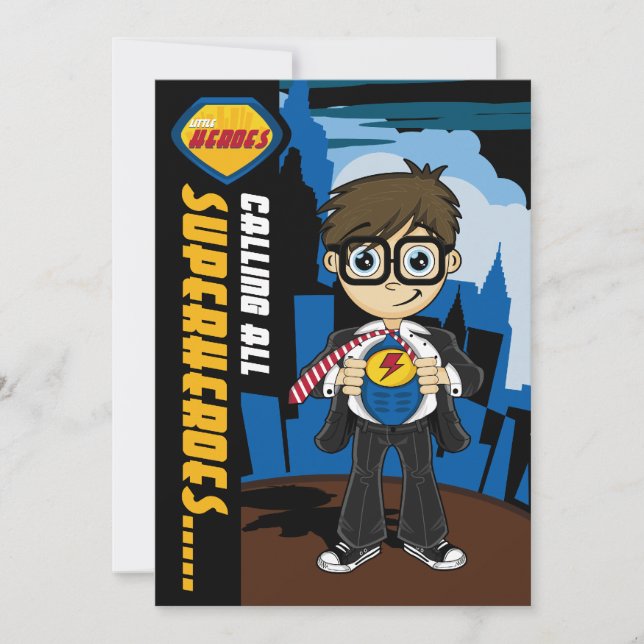 Cute Superhero Boy Party Invite (Front)