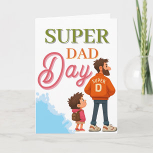 Cute Superhero Father's Day Super Dad Greeting Card