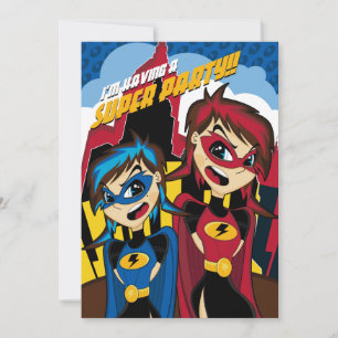 Cute Superhero Girl Party Invite