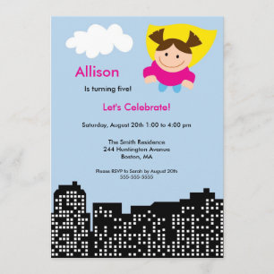 CUTE Superhero Girls Birthday Party Invitation