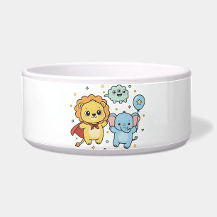 Cute Superhero Lion and Elephant Friends Cartoon