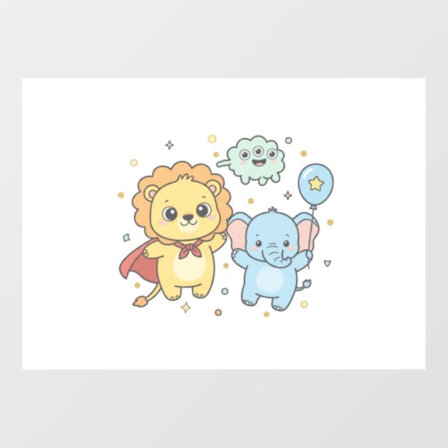 Cute Superhero Lion and Elephant Friends Cartoon (Sheet)