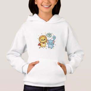 Cute Superhero Lion and Elephant Friends Cartoon