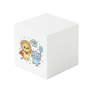 Cute Superhero Lion and Elephant Friends Cartoon Cube