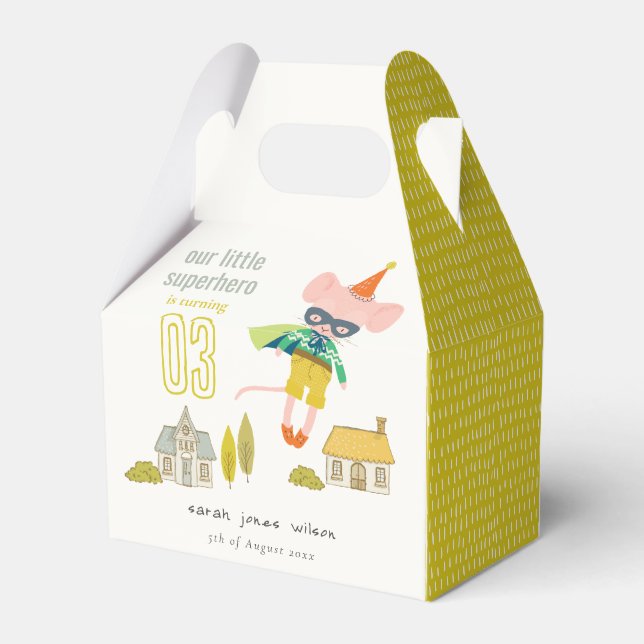 Cute Superhero Mouse Fun Kids Photo Birthday Favour Box (Back Side)