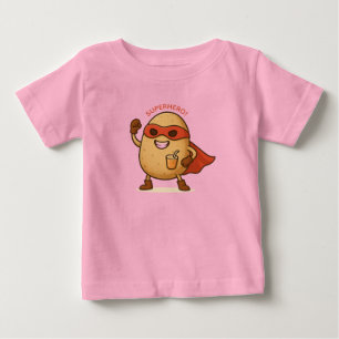 Cute Superhero Potato Cartoon Graphic Baby  T-Shirt