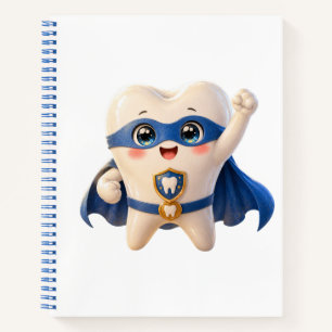 Cute Superhero Tooth Spiral Notebook Dentist