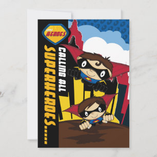 Cute Superheroes Party Invite