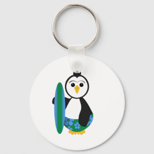 Cute Surfer Penguin Key Ring