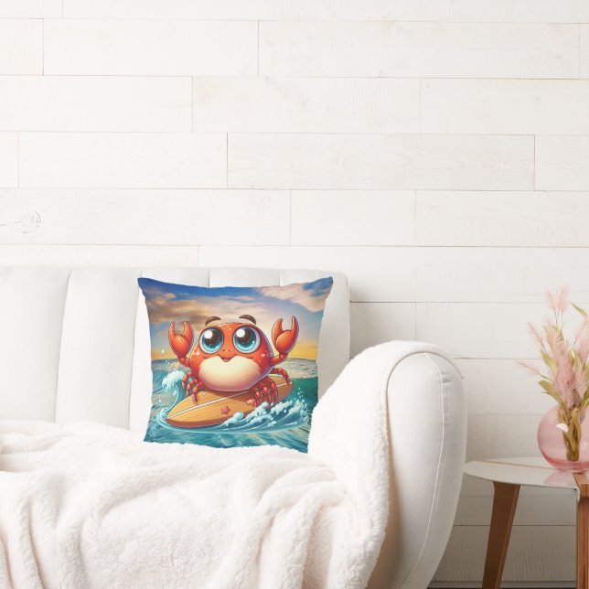 Cute surfing beach crab lovers cushion (Couch)