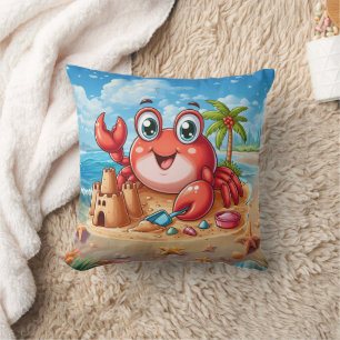 Cute surfing beach crab lovers  cushion