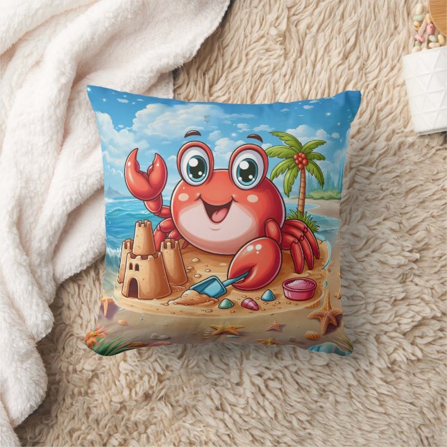 Cute surfing beach crab lovers  cushion (Blanket)