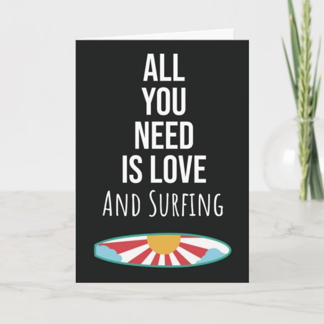 Cute Surfing Cards Surfboard Ocean Wave Surfer (Front)