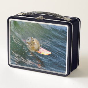 Cute Surfing Chipmunk Metal Lunch Box