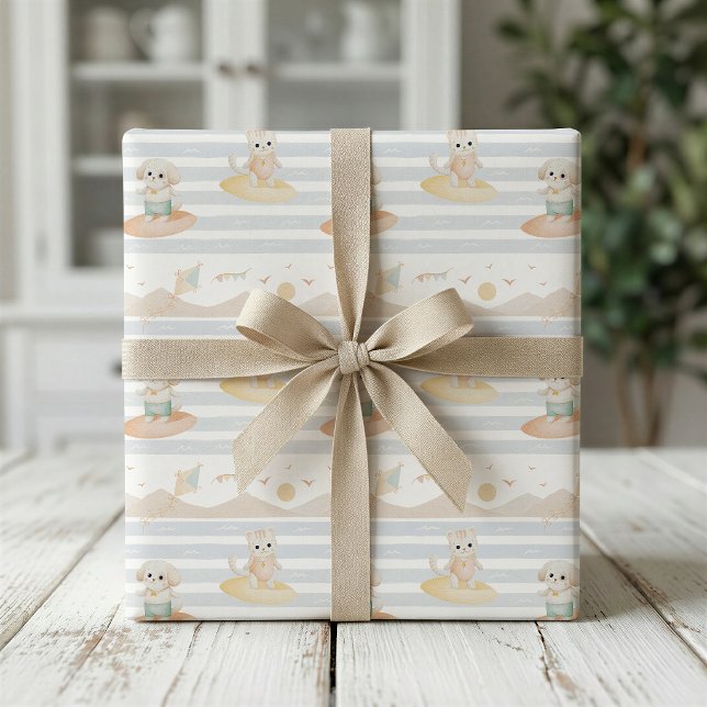 Cute Surfing Dog and Cat Wrapping Paper (Creator Uploaded)