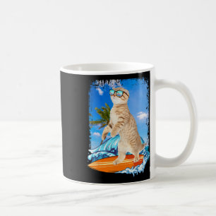 Cute Surfing Hawaiian Cat Lover Surfer Beach Summe Coffee Mug
